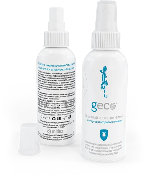 Защитный спрей-репеллент для защиты от укусов иксодовых клещей "Geco" (флакон 145мл)